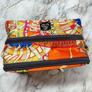 PurseN Tiara Weekender Jewelry Case Orange Satin 9 Zipper Pouches Organizer Pack